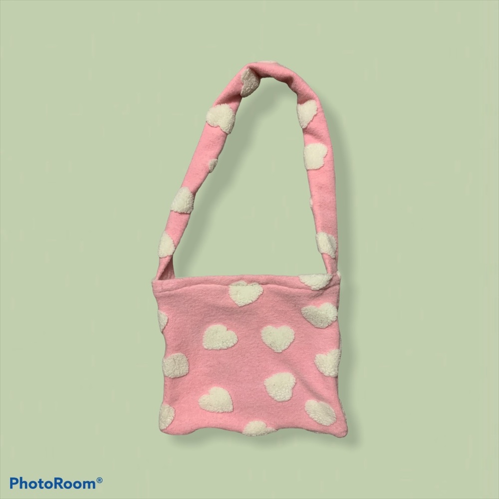 Pink Hearts Fluffy Bag